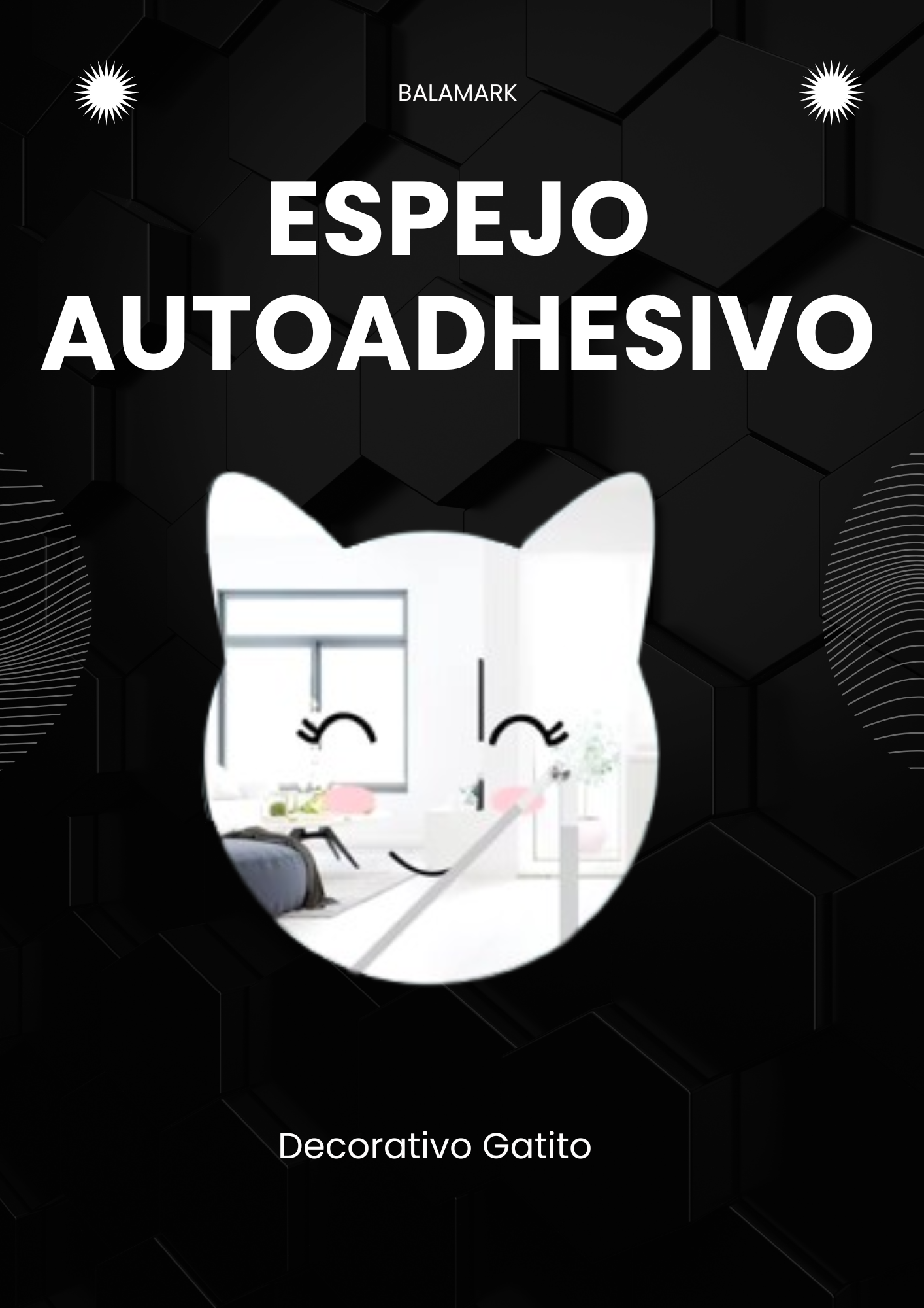 Espejo Autoadhesivo Personalizable Decorativo Niños Gatito
